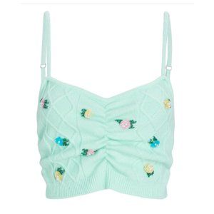 For Love & Lemons Sutton Floral Embroidered Knit Cami